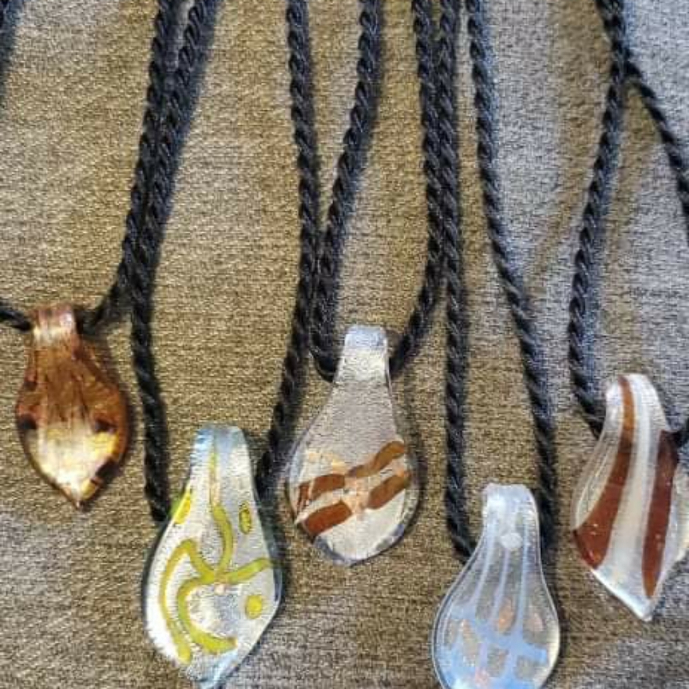 Glass pendant necklace set of 4